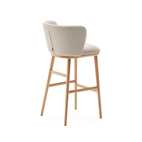 Ciselia Барный стул из бежевой синели и натурального массива ясеня