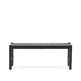 Скамья Calixta из кожи и красного дерева с черной отделкой 120 см
