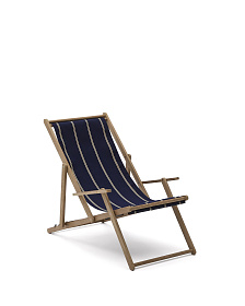 Vilara Складной шезлонг для улицы в полоску синего и бежевого цвета