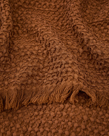 Вафельный плед Nulina из хлопка темно-оранжевого цвета 130 x 170 см