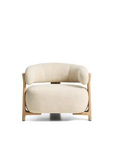 Уличное кресло Granite бежевое с ножками из тикового дерева