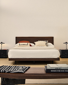 Изголовье Norlen из орехового шпона с темной отделкой и подсветкой 180 x 200 