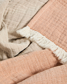 Плед Nafine из хлопкового муслина с двухцветной бахромой 130 x 170 см