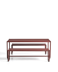 Комплект Sotil из 2 скамеек и стола из стали с гранатовой отделкой 183 x 83 cm