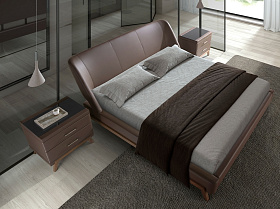 Кровать 7159/GC1713 из экокожи шоколадно-коричневого цвета