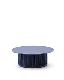Уличный журнальный столик Sedalis из алюминия с синим шнуром Ø100 см