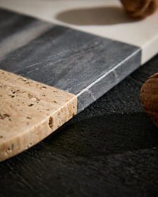 Большая сервировочная доска Nivol из белого и черного мрамора и травертина