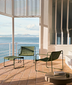 Кресло Maurina из оцинкованной стали зелёного цвета и зелёным шнуром