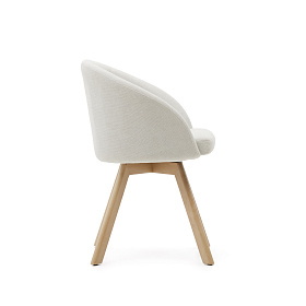 Marvin Поворотный стул из бежевой синели с ножками из ясеня