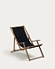 Складное кресло Vilara для улицы из акации и текстиля черного цвета