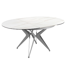 Круглый раздвижной обеденный стол 1119/MC22018DT из мраморной керамики и стали