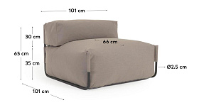 Square пуф квадратный со спинкой 101 x 101 см, бежевый, для садового модульного дивана