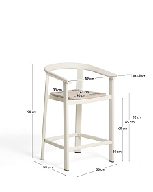 Уличный полубарный стул Erice из алюминия и веревки цвета экрю, 75 см