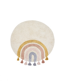 Круглый ковер Tadea 100% хлопок разноцветная радуга Ø 100 см