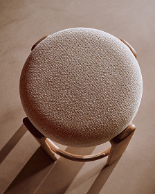 Granite Барный табурет из бежевого шенилла и массива ясеня в натуральной отделке 75 см