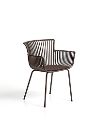 Уличный стул Surpika из пластика и коричневой стали