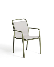 Уличный стул Luri из алюминия зеленого цвета и бежевого текстиля