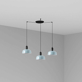 Подвесной светильник TATAWIN с абажуром сине-серый металл 3xE27