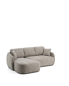 Трехместный диван-кровать Laira с левым шезлонгом из шенилла цвета таупе, 246 см