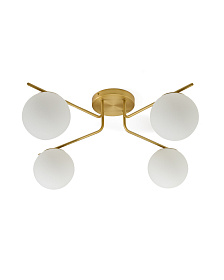 Потолочный светильник Brisia из металла в латунной отделке с 4 стеклянными плафонами Ø15 см