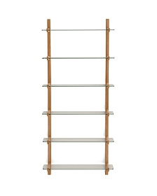 Модульный стеллаж Sitra из массива дуба с 6 стеклянными полками