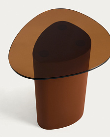 Приставной столик Olir из коричневой стали и закаленного стекла, 48 x 46,8 см