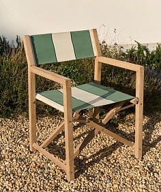 Уличный cкладной стул Vilara в зелёно-бежевую полоску из акации