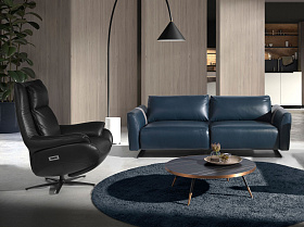 Кресло-реклайнер поворотное 5124/A1167-T541040 черное кожаное