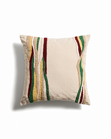 Чехол для подушки Sirea из хлопка и льна с многоцветной вышивкой, 50 x 50 см