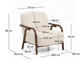 Кресло Sylo из бежевого шенилла и ясеня с отделкой цвета орех