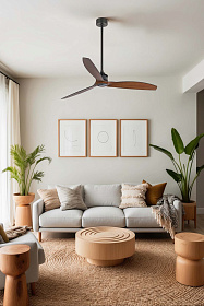 Черный / деревянный потолочный вентилятор Just Fan