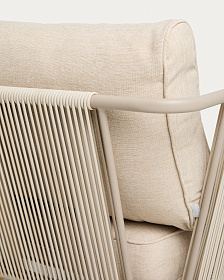 Двухместный уличный диван Zivia из веревки цвета экрю и стали таупе 178 см