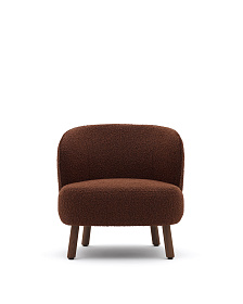 Кресло Ulit из терракотовой ткани букле с ножками из ясеня с отделкой под орех