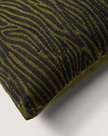 Чехол на подушку из хлопка Davina с вышивкой зеленой зебры 40 x 60 см