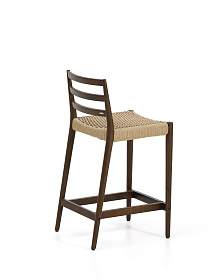 Полубарный стул Analy из массива дуба в отделке орех и веревочным сиденьем 65 см