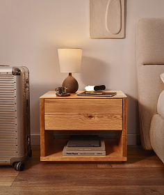 Alguema Прикроватная тумба из шпона дуба с натуральной отделкой 40 x 50 см