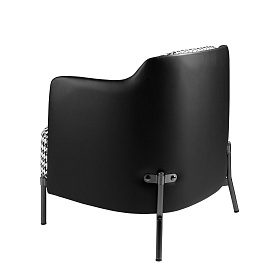 Кресло 5139 из черно-белой ткани и черной экокожи