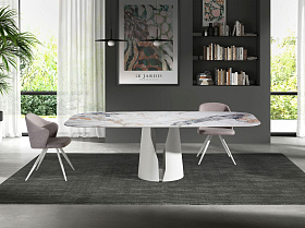 Обеденный стол 1135/DT957 из керамики в мраморной отделке Oval Barrel