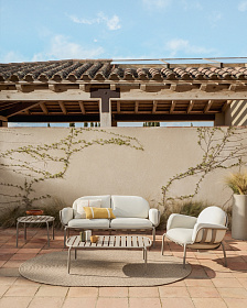 Уличный журнальный столик Joncols из алюминия с бежевой отделкой Ø 113 x 65 см