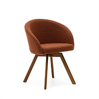 Marvin Поворотный стул из коричневого флиса с ножками из ясеня