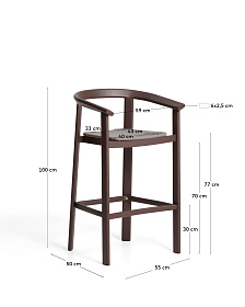 Уличный барный стул Erice из алюминия и веревки коричневого цвета, 75 см