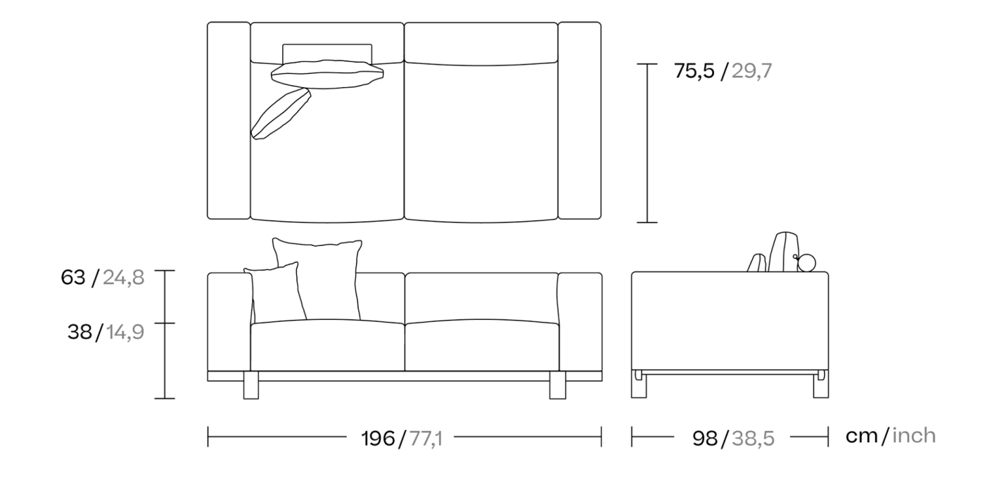Диван Molo 2-х местный ножки тик
