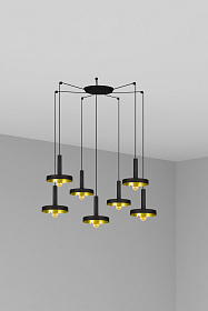 Люстра Whizz 7L черная / золотая