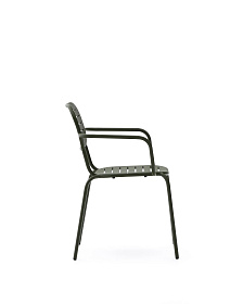 Стул для улицы Brai с подлокотниками из оцинкованной стали зелёного цвета