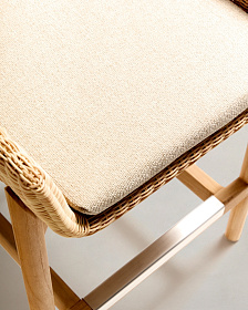 Полубарный стул Galea из тикового дерева и синтетического ротанга, 65 см