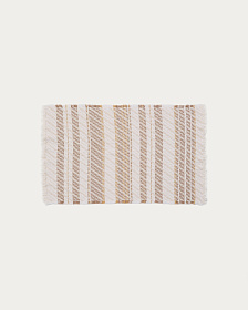 Коврик для ванной Milda из 100% хлопка белого и бежевого цвета с бахромой 50 x 70 см