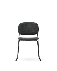 Стул Meli из серого шенилла с серыми металлическими ножками