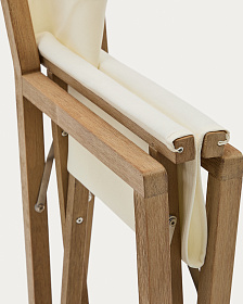 Складной стул Vilara для улицы из акации и текстиля белого цвета