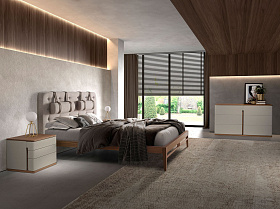 Прикроватная тумбочка 7166/MB2320NS из серого лака и шпона ореха