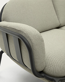 Уличный 2-местный диван Joncols с бежевой обивкой и серым алюминием 164 см